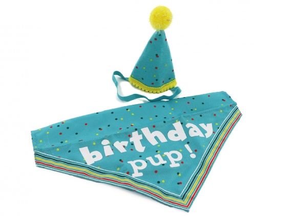 Blue Happy Birthday Bandana and Hat set