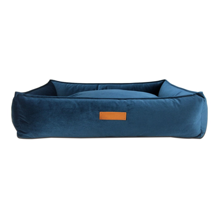 Plush Blue Velvet Dog Bed