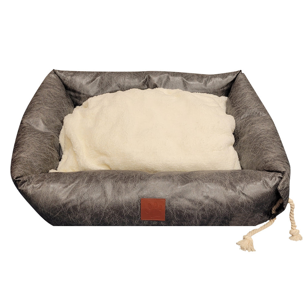 Plush Grey Dog Bed