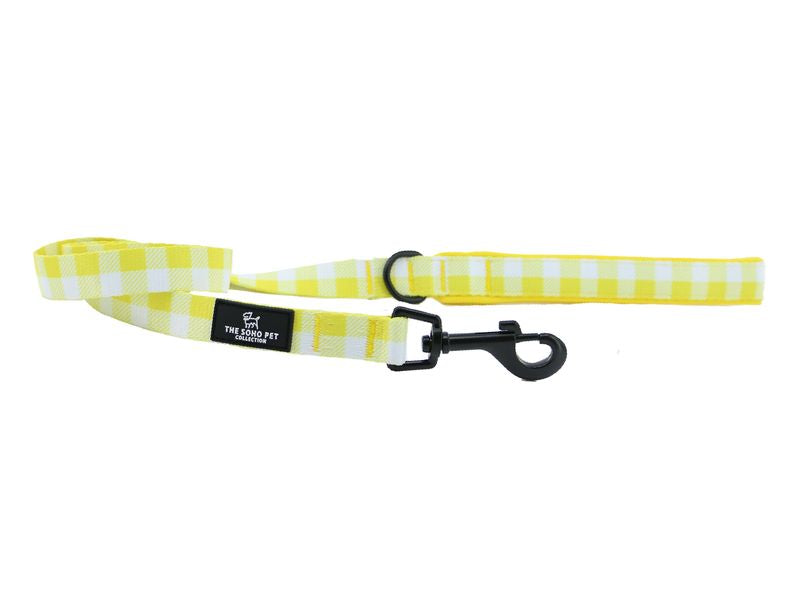 Soho Yellow Check  Nylon Lead 100cm x 19mm