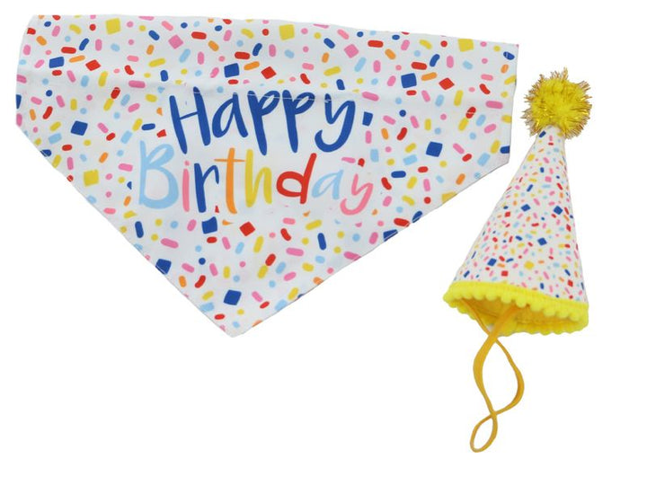 Sprinkle Happy Birthday Bandana and Hat set