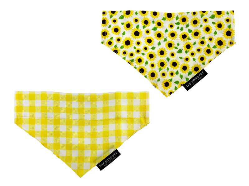 Soho Pet Bandana 2 pack Sunflower/Yellow - 100% recycled fabric - PetWorld